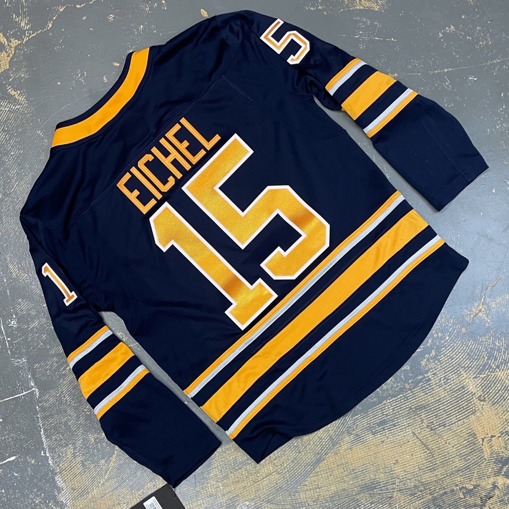 Buffalo Sabres 15 Jack Eichel Fanatics NHL Jersey Navy Blue Small Hockey - Picture 2 of 12